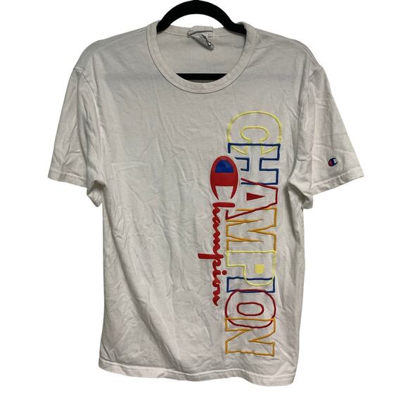 Champion Vintage Y2K Unisex Embroidered Logo Cotton T-Shirt Size Small - Picture 1 of 6